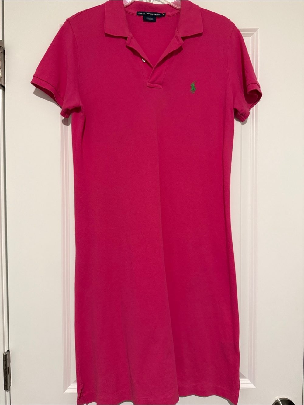 Ralph Lauren Hot Pink Polo Shirt Dress with Green Pony